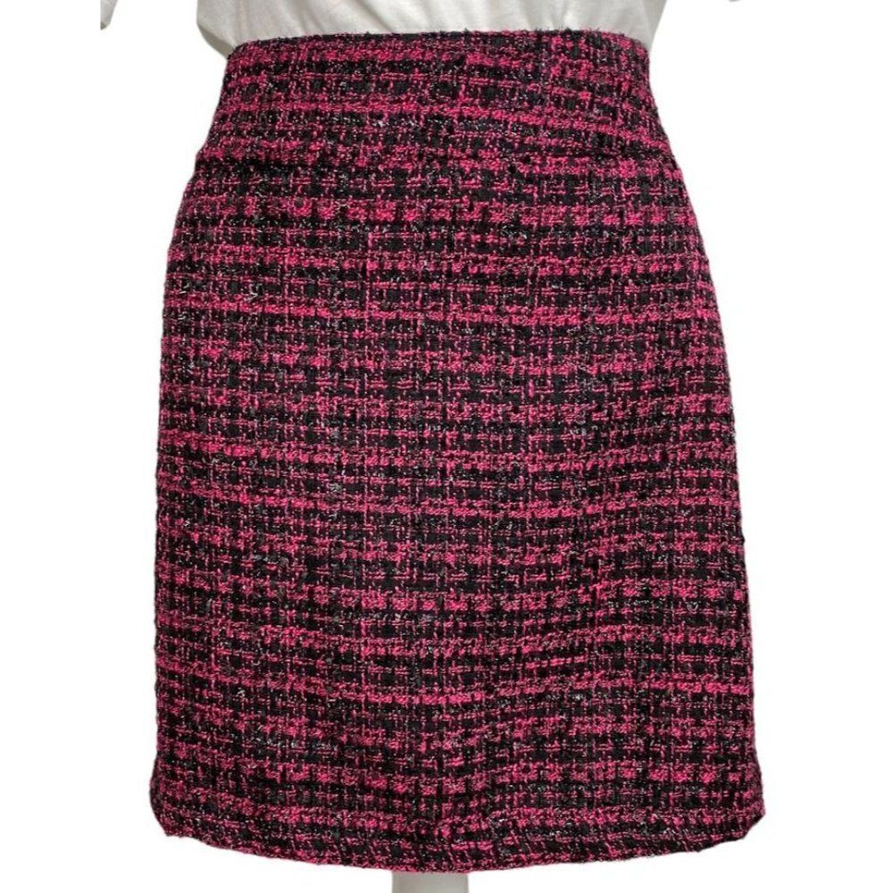 Maison Jules Short Mini Skirt Women's 4 SMALL Pink‎ Black Tweed A-Line NEW